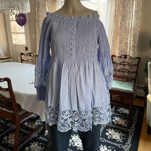 Beautiful light blue off the shoulder top